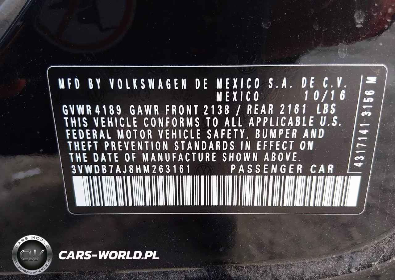 2017 Volkswagen Jetta 1.4T Se VIN:3VWDB7AJ8HM263161 - 9