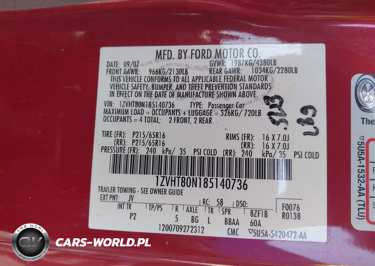 2008 Ford Mustang V6 Deluxe-V6 Premium VIN:1ZVHT80N185140736 - 9