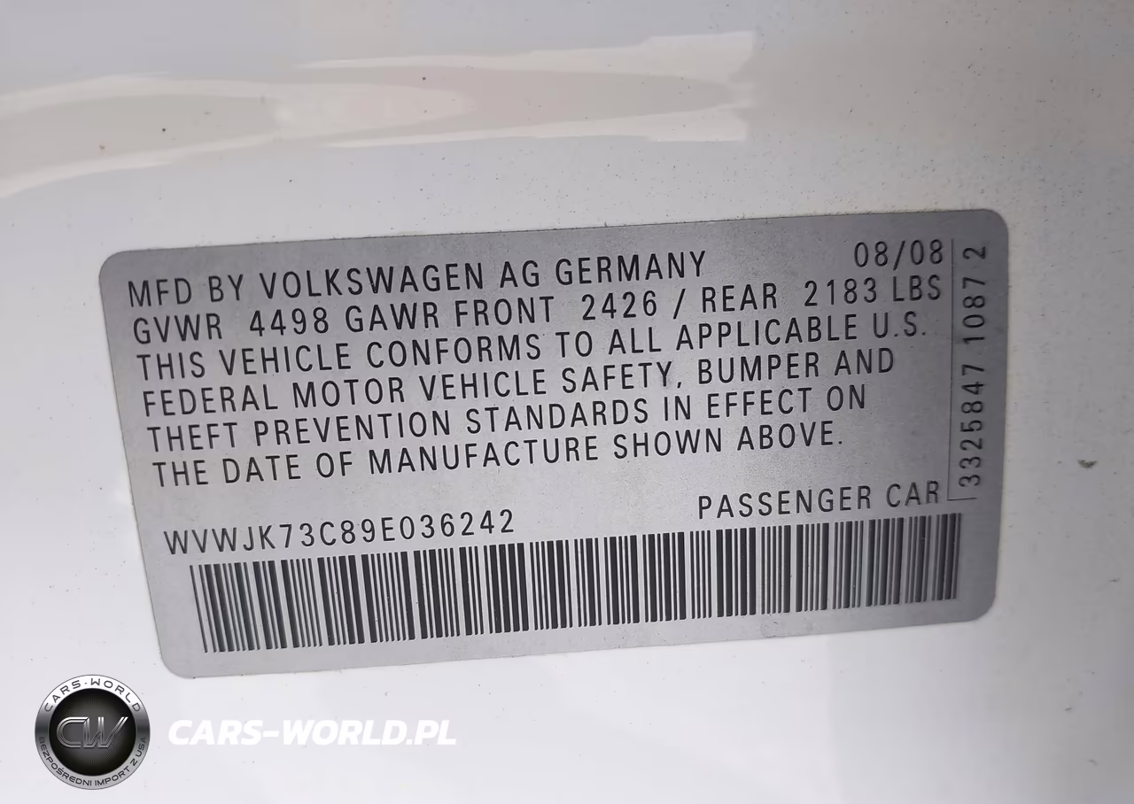 2009 Volkswagen Passat Komfort VIN:WVWJK73C89E036242 - 9