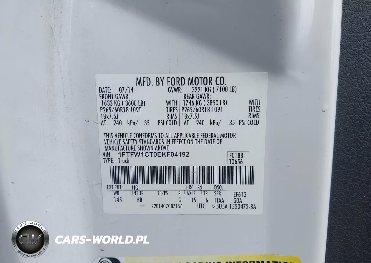 2014 Ford F-150 Lariat VIN:1FTFW1CT0EKF04192 - 9