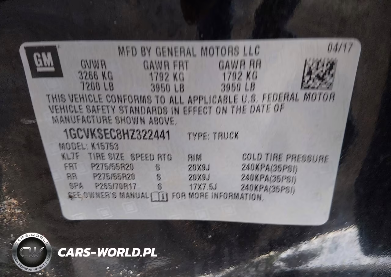2017 Chevrolet Silverado 1500 1Lz VIN:1GCVKSEC8HZ322441 - 9