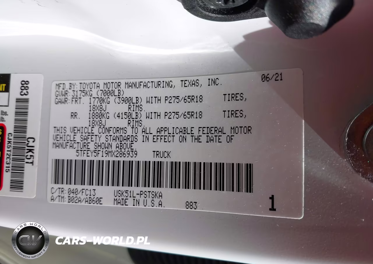 2021 Toyota Tundra Sr5 VIN:5TFEY5F19MX286939 - 9