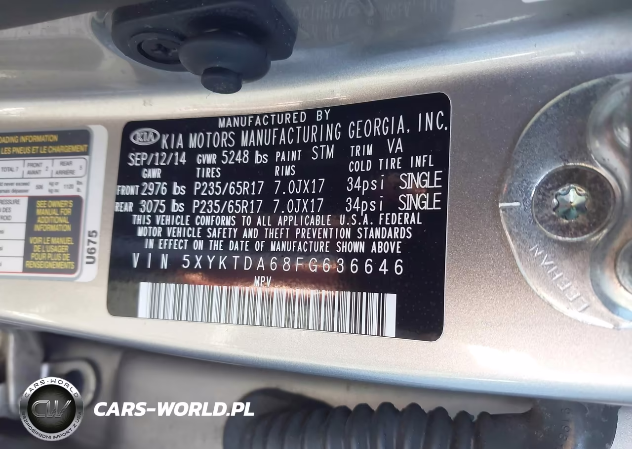 2015 Kia Sorento Lx VIN:5XYKTDA68FG636646 - 9