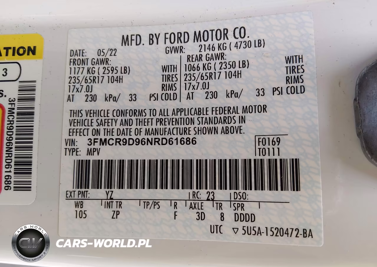 2022 Ford Bronco Sport Badlands VIN:3FMCR9D96NRD61686 - 9