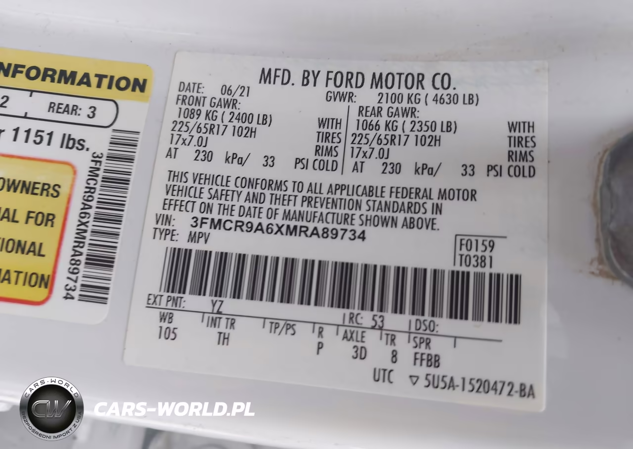 2021 Ford Bronco Sport VIN:3FMCR9A6XMRA89734 - 9