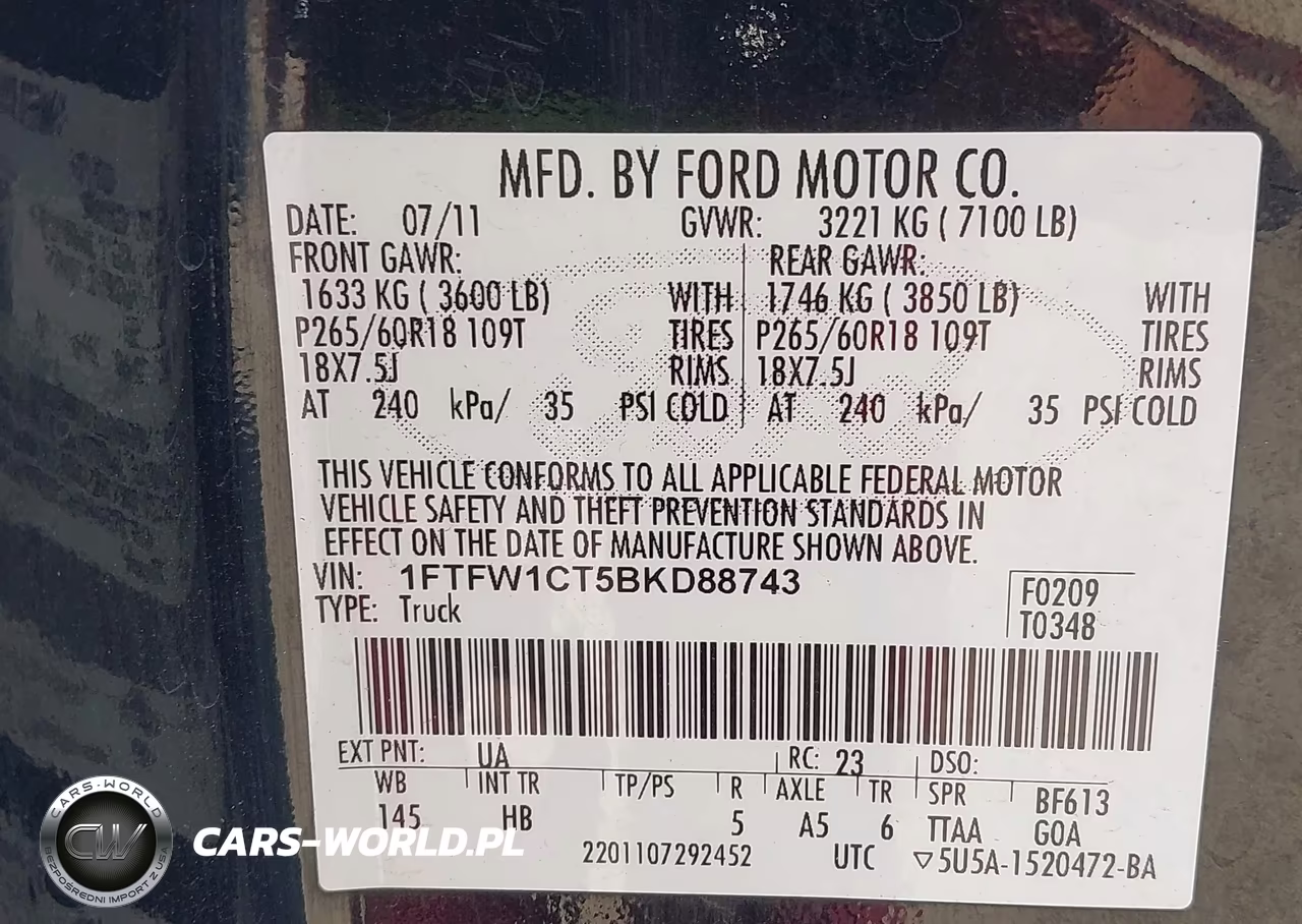 2011 Ford F-150 Lariat VIN:1FTFW1CT5BKD88743 - 9