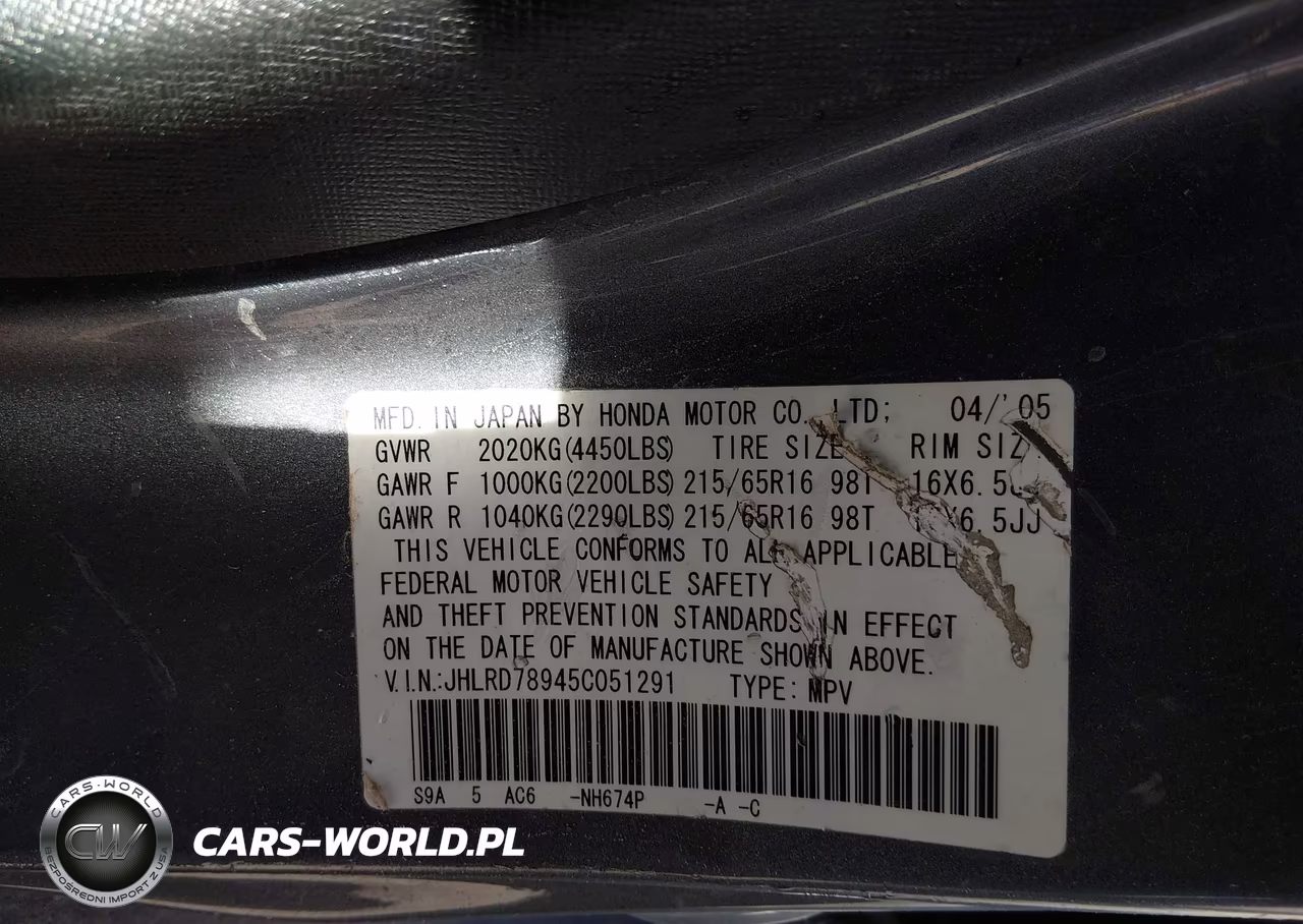 2005 Honda Cr-V Se VIN:JHLRD78945C051291 - 9