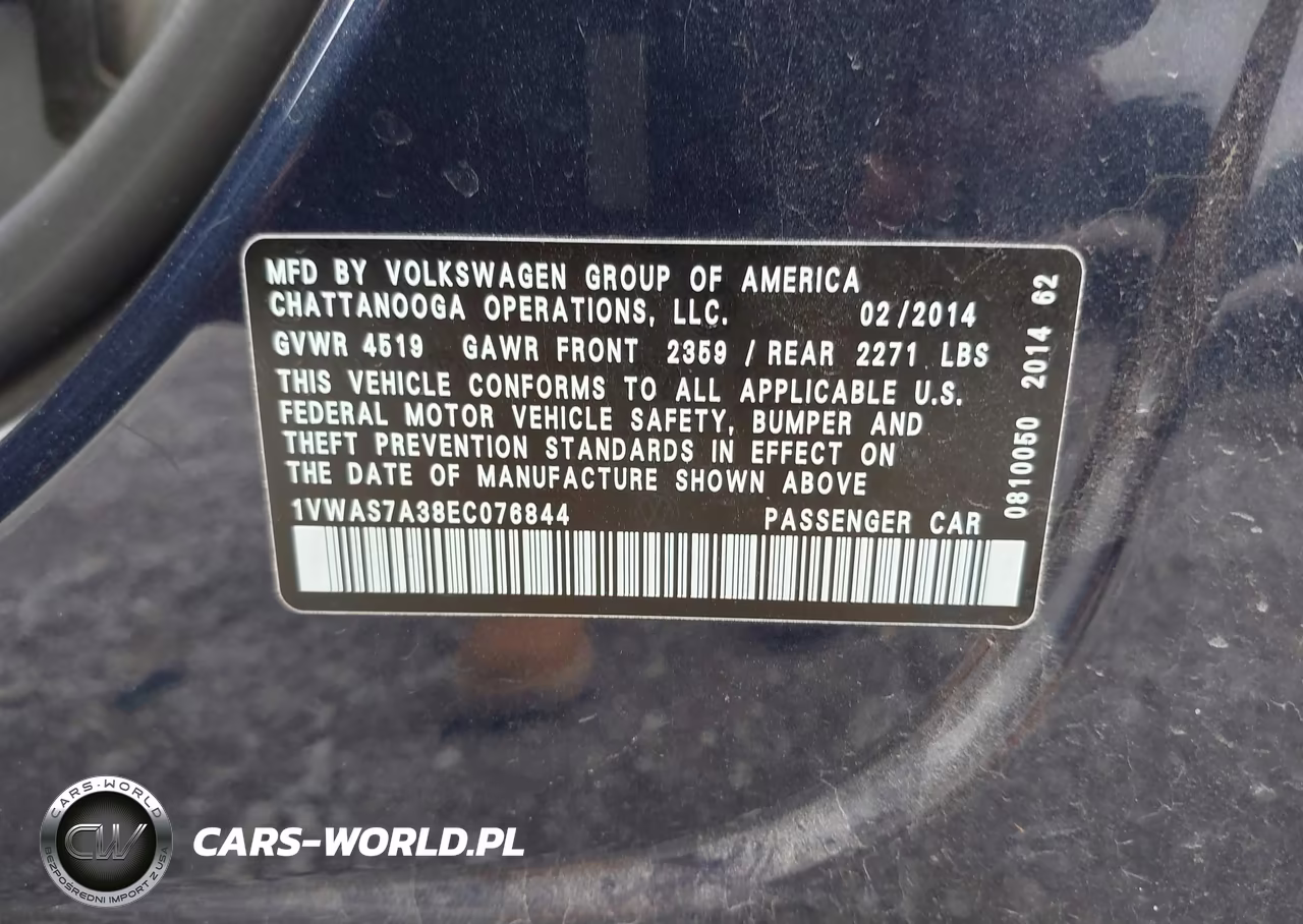 2014 Volkswagen Passat 1.8T S VIN:1VWAS7A38EC076844 - 9