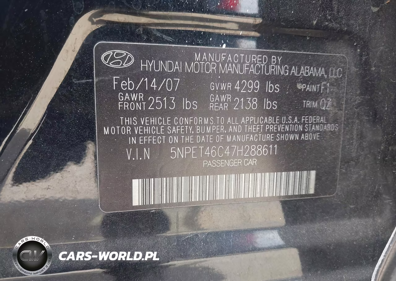 2007 Hyundai Sonata Gls VIN:5NPET46C47H288611 - 9