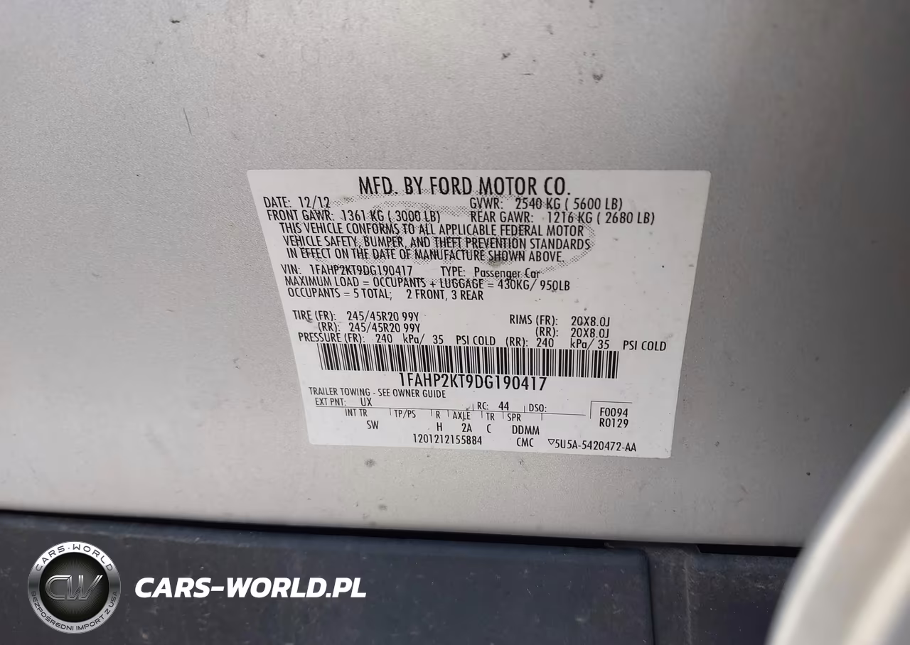 2013 Ford Taurus Sho VIN:1FAHP2KT9DG190417 - 9
