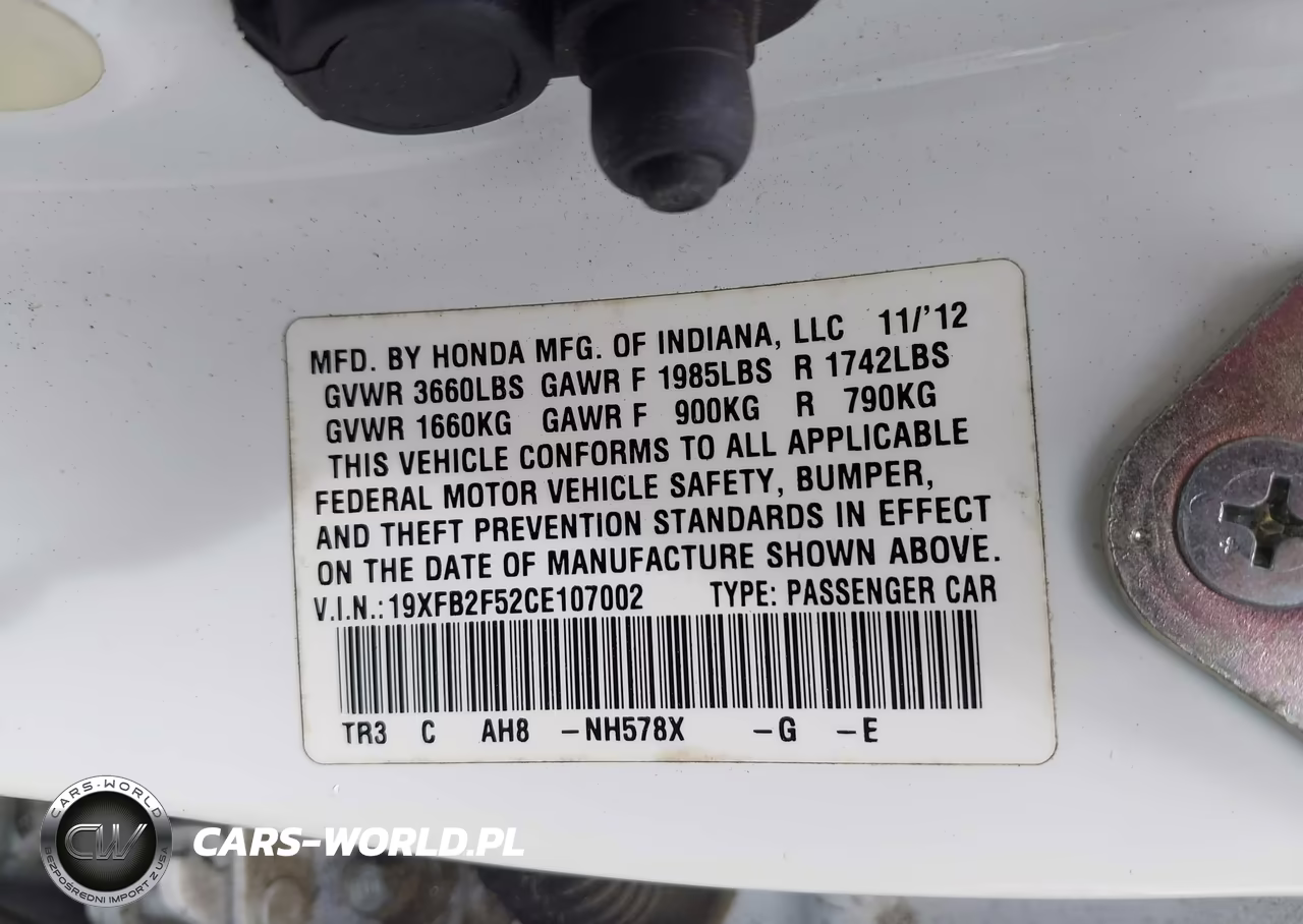 2012 Honda Civic Lx VIN:19XFB2F52CE107002 - 9