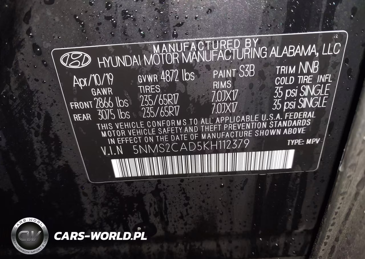 2019 Hyundai Santa Fe Se VIN:5NMS2CAD5KH112379 - 9