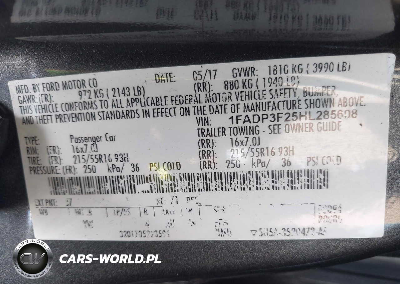 2017 Ford Focus Se VIN:1FADP3F25HL285608 - 9