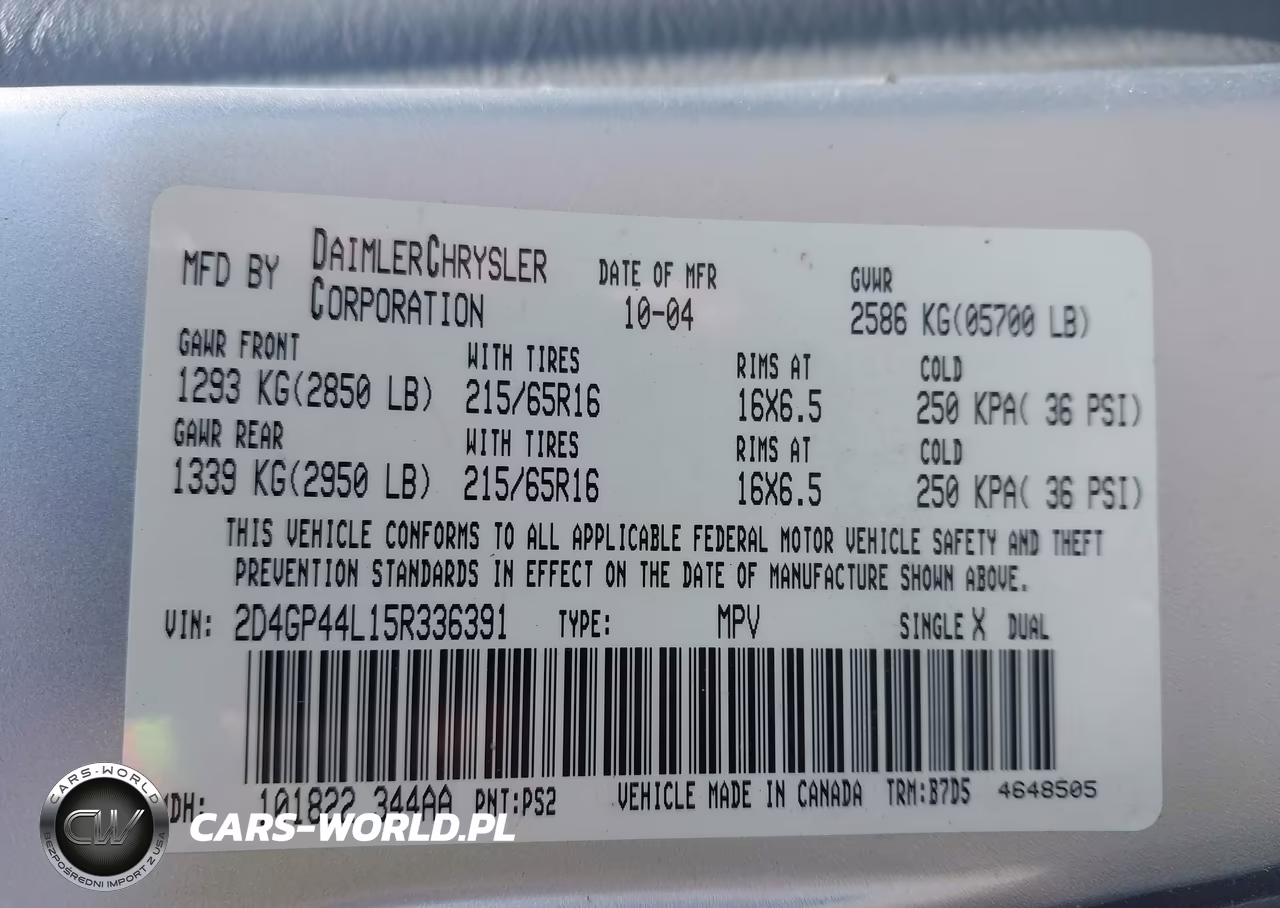 2005 Dodge Grand Caravan Sxt VIN:2D4GP44L15R336391 - 9
