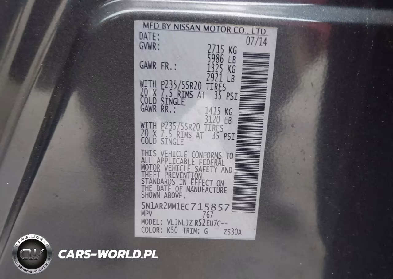 2014 Nissan Pathfinder Platinum VIN:5N1AR2MM1EC715857 - 9
