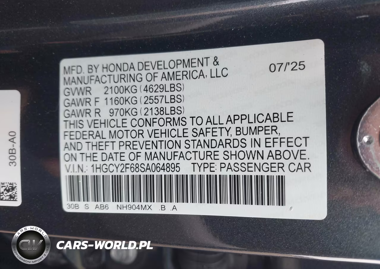 2025 Honda Accord Hybrid Ex-L VIN:1HGCY2F68SA064895 - 9