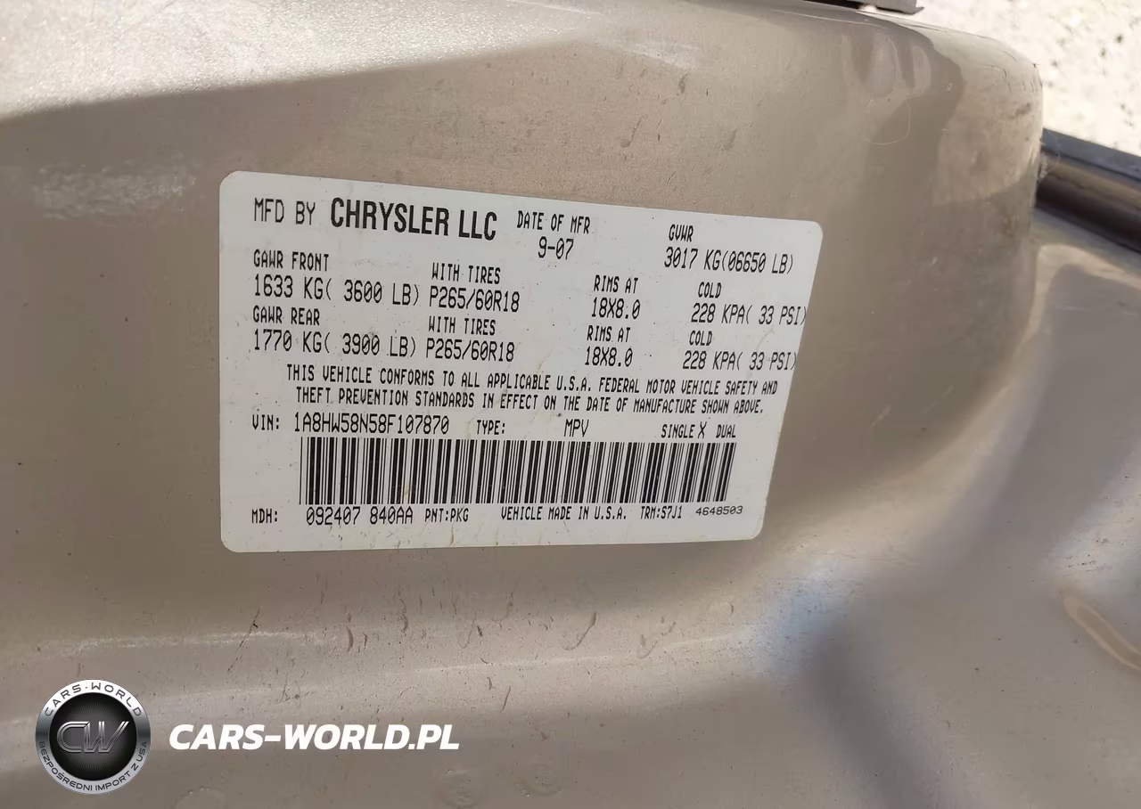 2008 Chrysler Aspen Limited VIN:1A8HW58N58F107870 - 9