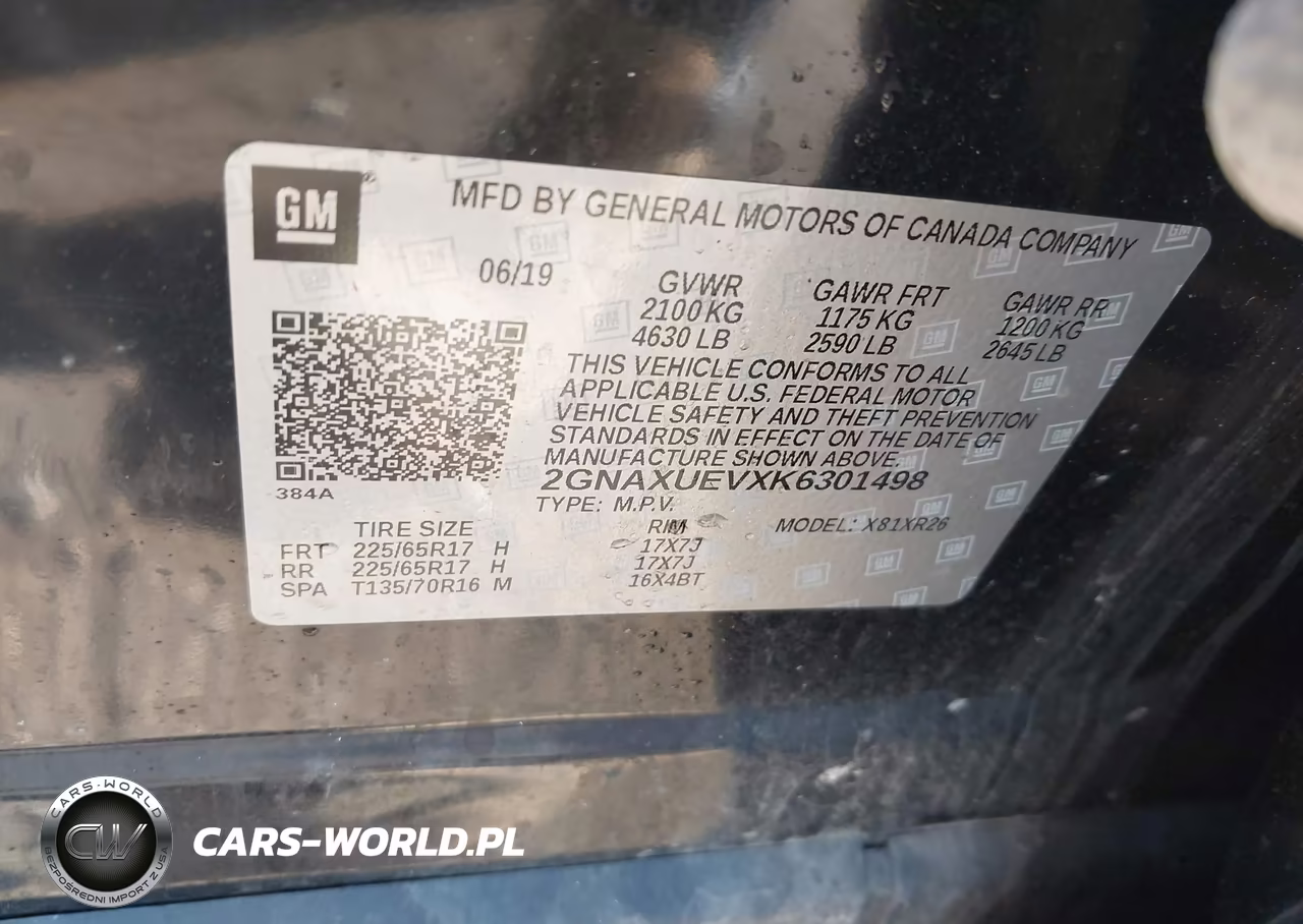 2019 Chevrolet Equinox Lt VIN:2GNAXUEVXK6301498 - 9