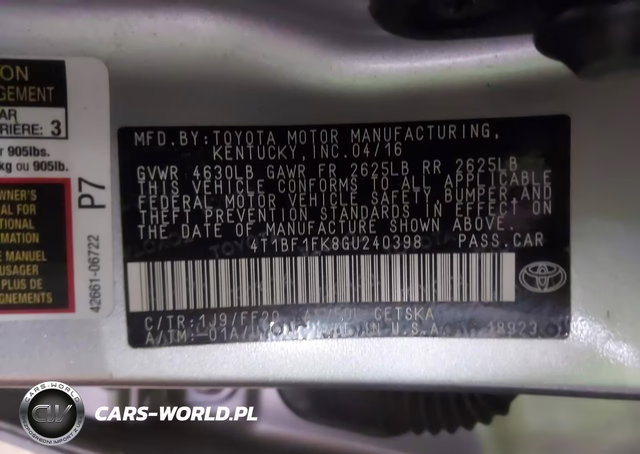 2016 Toyota Camry Se VIN:4T1BF1FK8GU240398 - 9