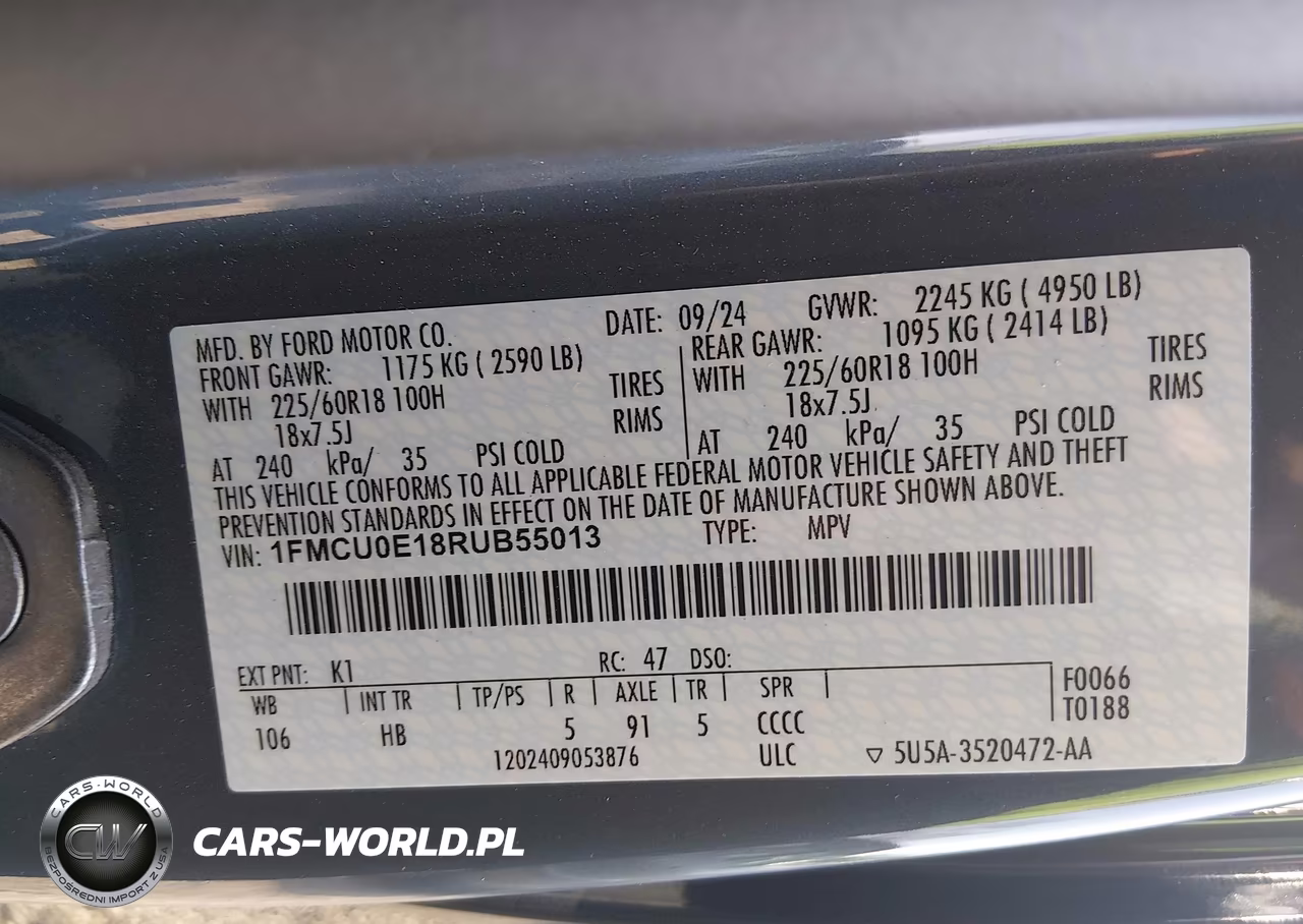 2024 Ford Escape Phev VIN:1FMCU0E18RUB55013 - 9