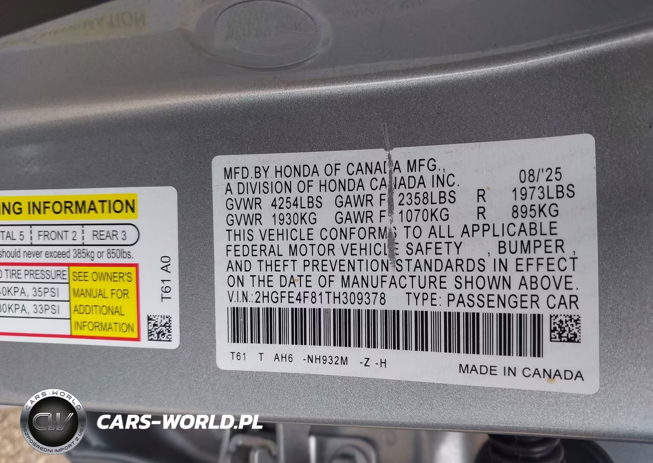 2026 Honda Civic Hybrid Sport-Sport Touring VIN:2HGFE4F81TH309378 - 9
