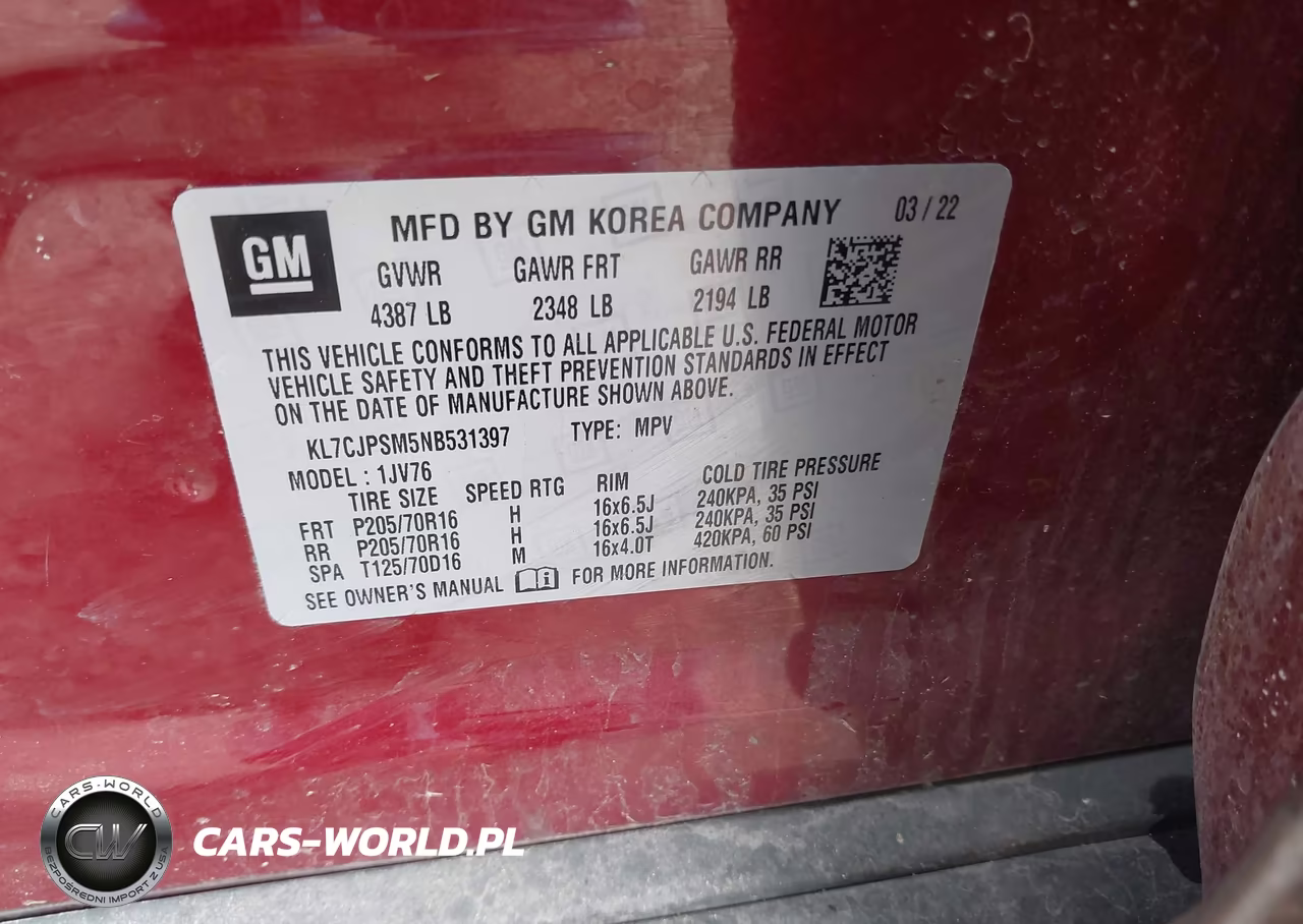 2022 Chevrolet Trax Awd Lt VIN:KL7CJPSM5NB531397 - 9