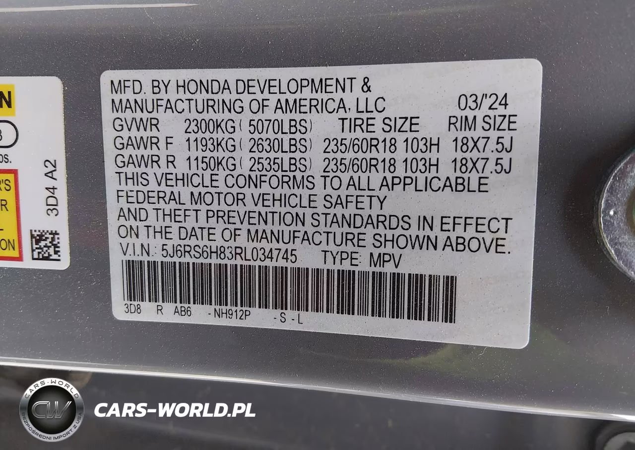 2024 Honda Cr-V Hybrid Sport-L VIN:5J6RS6H83RL034745 - 9