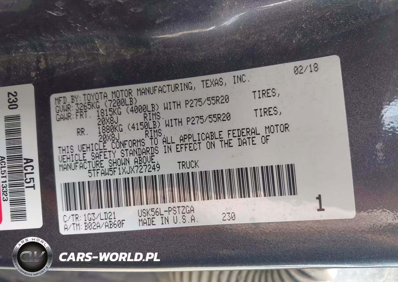 2018 Toyota Tundra 1794 5.7L V8 VIN:5TFAW5F1XJX727249 - 9