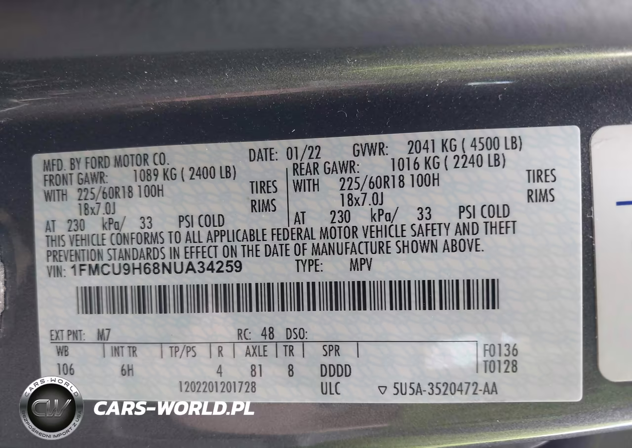 2022 Ford Escape Sel VIN:1FMCU9H68NUA34259 - 9
