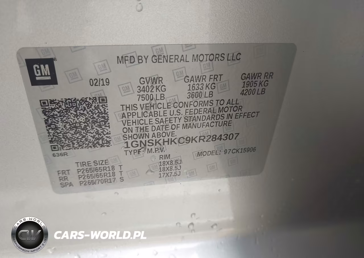 2019 Chevrolet Suburban Lt VIN:1GNSKHKC9KR284307 - 9