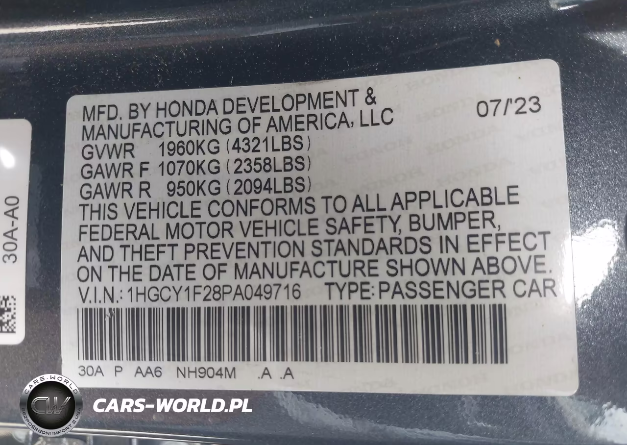 2023 Honda Accord Lx VIN:1HGCY1F28PA049716 - 9