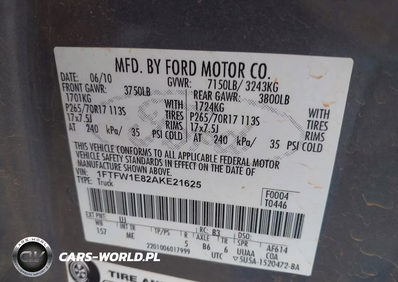 2010 Ford F-150 Xl-Xlt VIN:1FTFW1E82AKE21625 - 9
