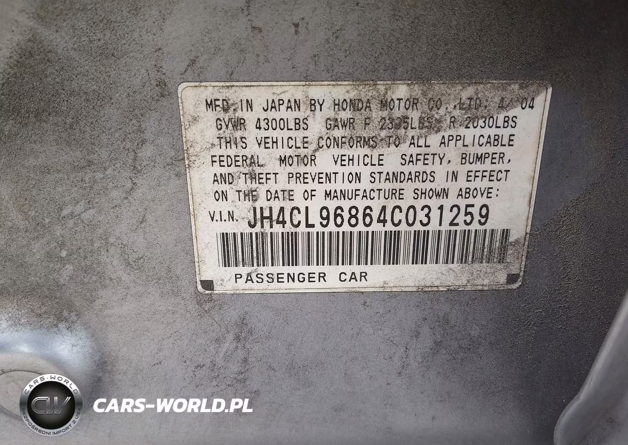 2004 Acura Tsx VIN:JH4CL96864C031259 - 9
