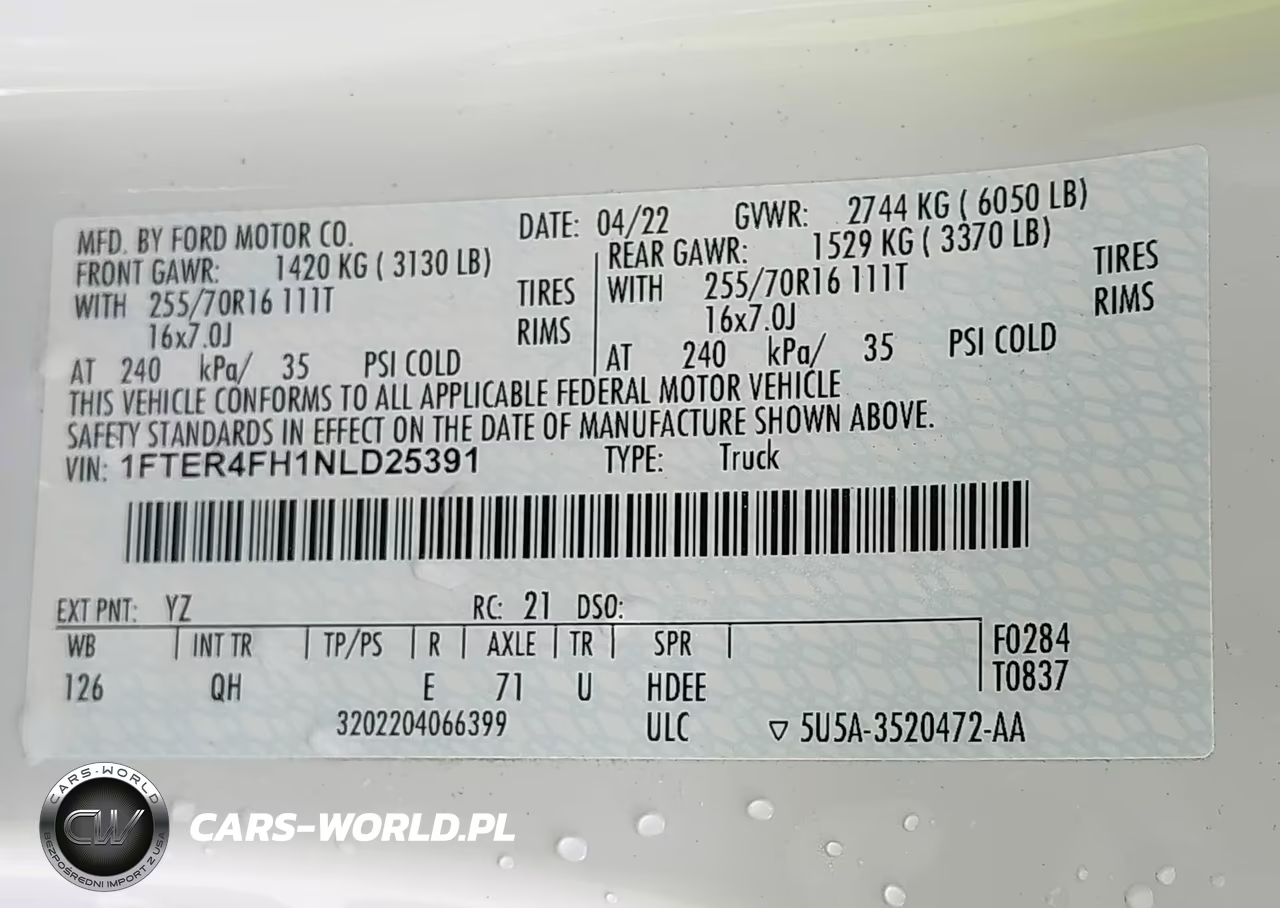 2022 Ford Ranger Xl VIN:1FTER4FH1NLD25391 - 9
