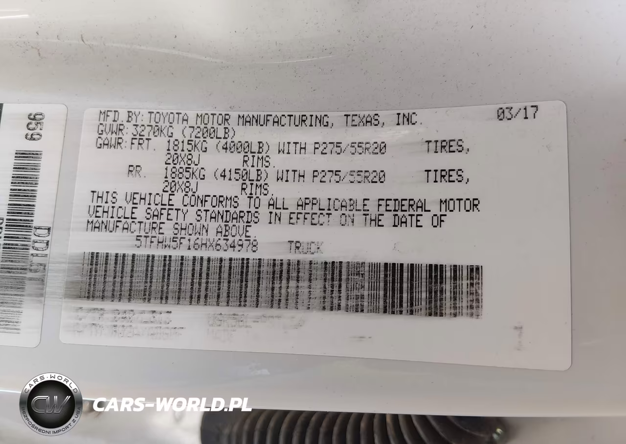 2017 Toyota Tundra Limited 5.7L V8 VIN:5TFHW5F16HX634978 - 9