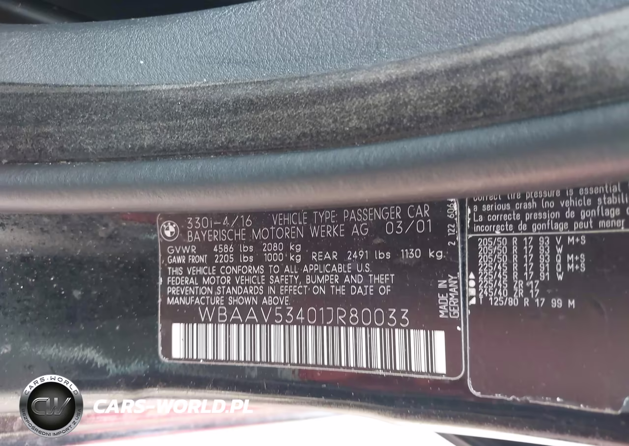 2001 BMW 330I VIN:WBAAV53401JR80033 - 9
