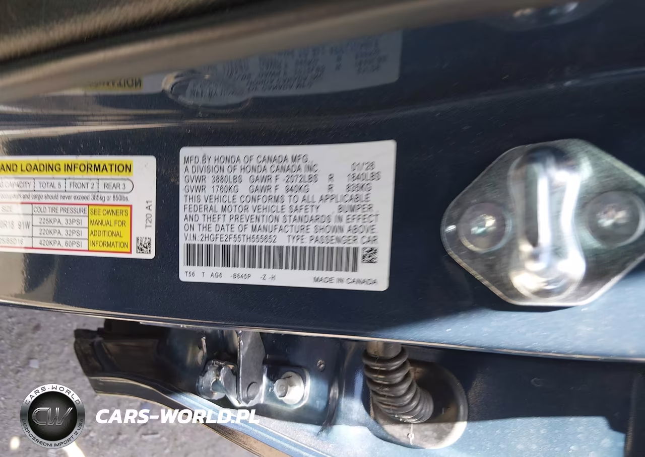 2026 Honda Civic Sport VIN:2HGFE2F55TH555652 - 9