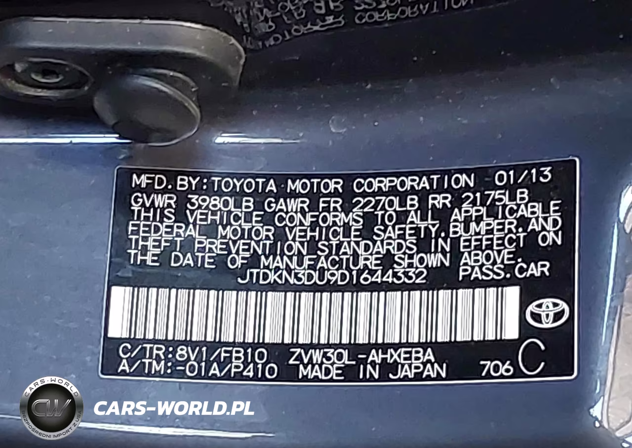 2013 Toyota Prius Two VIN:JTDKN3DU9D1644332 - 9