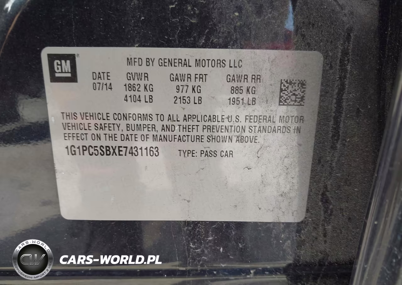 2014 Chevrolet Cruze 1Lt Auto VIN:1G1PC5SBXE7431163 - 8