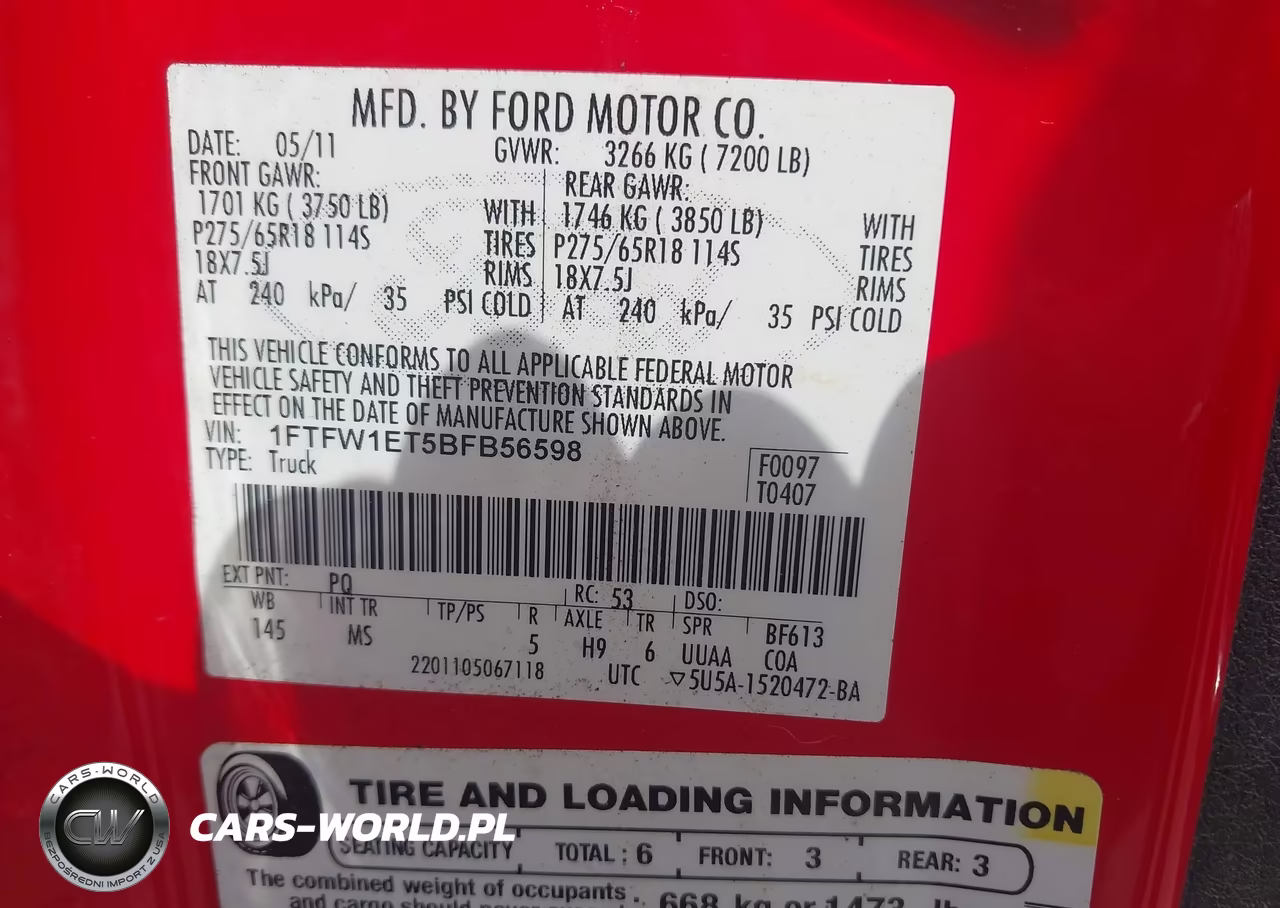 2011 Ford F-150 Xlt VIN:1FTFW1ET5BFB56598 - 9