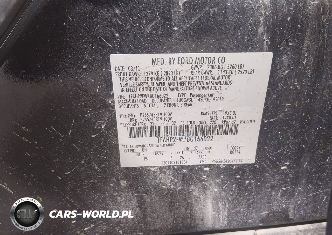 2011 Ford Taurus Limited VIN:1FAHP2FW7BG166022 - 9