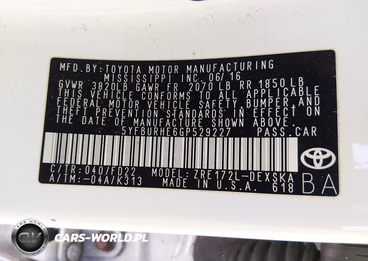 2016 Toyota Corolla S Plus VIN:5YFBURHE6GP529227 - 9