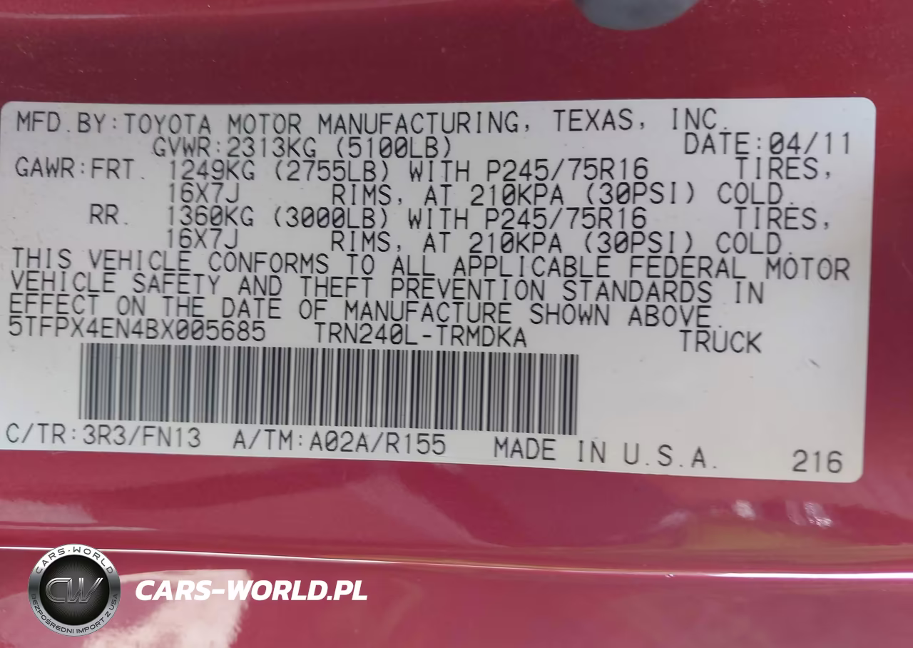 2011 Toyota Tacoma VIN:5TFPX4EN4BX005685 - 9