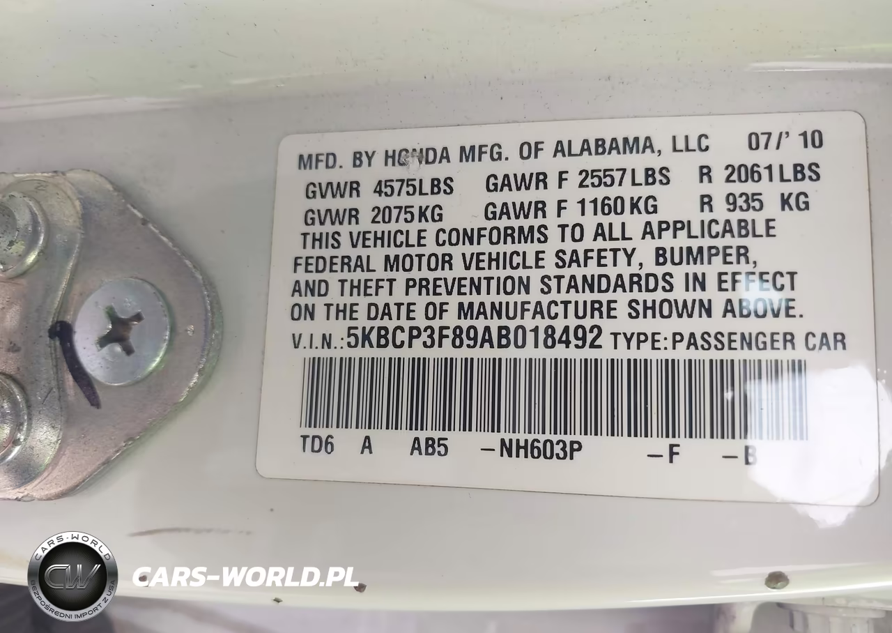 2010 Honda Accord 3.5 Ex-L VIN:5KBCP3F89AB018492 - 9