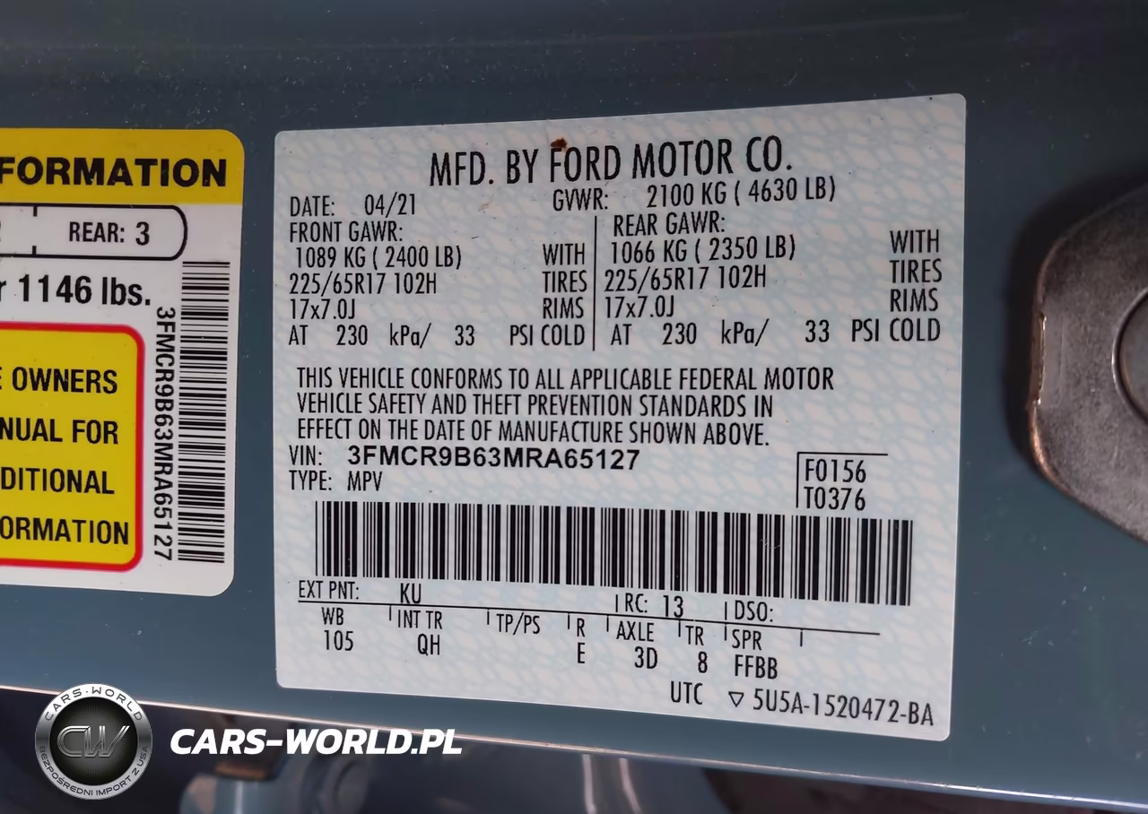 2021 Ford Bronco Sport Big Bend VIN:3FMCR9B63MRA65127 - 9