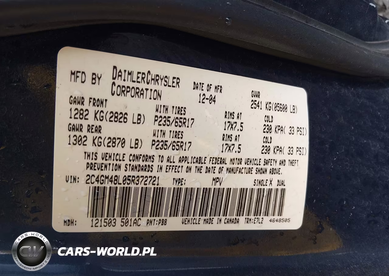 2005 Chrysler Pacifica VIN:2C4GM48L05R372721 - 9