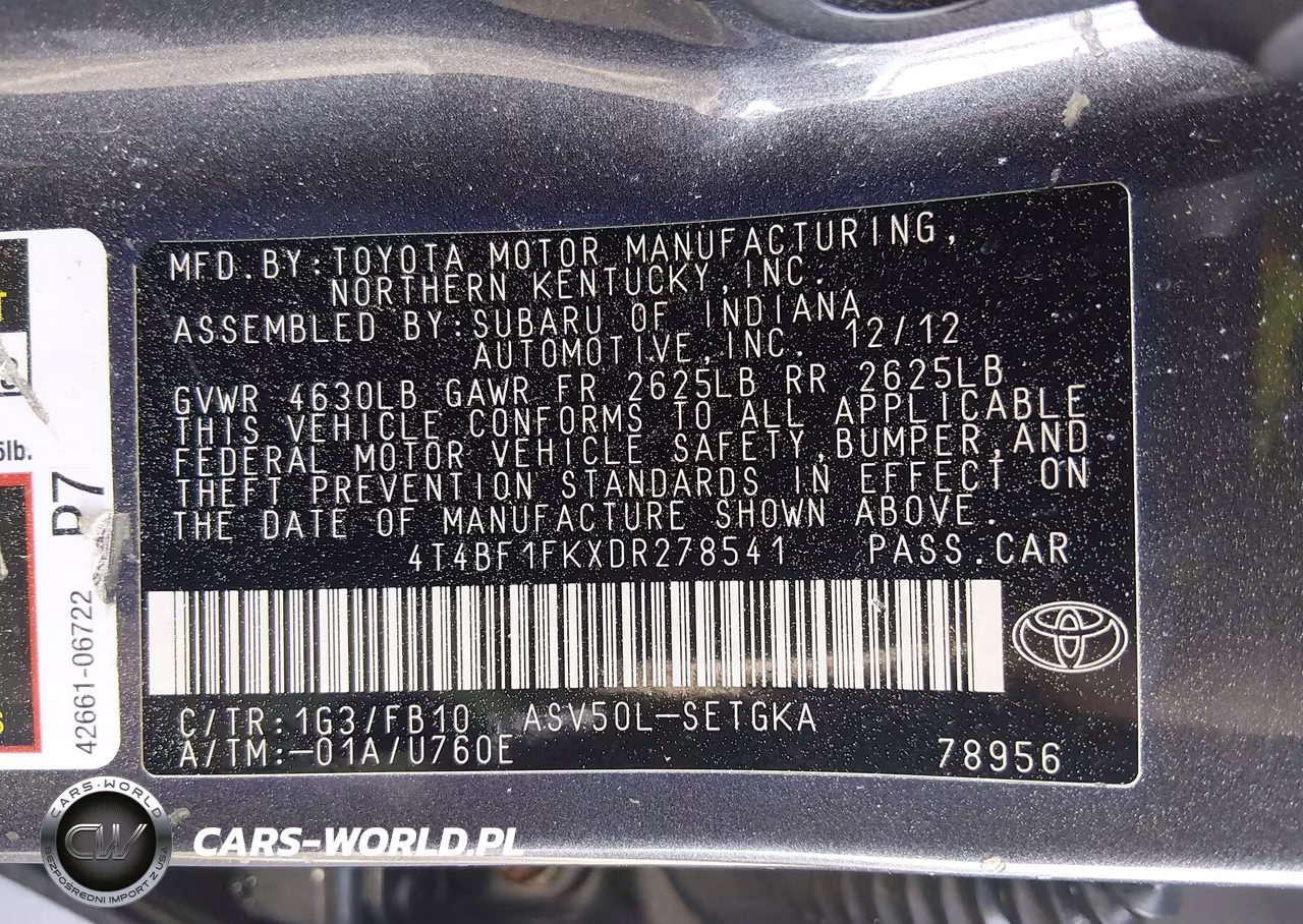 2013 Toyota Camry Xle VIN:4T4BF1FKXDR278541 - 9