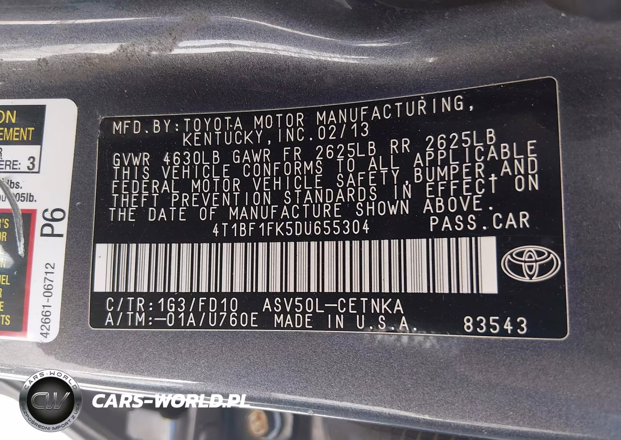 2013 Toyota Camry Le VIN:4T1BF1FK5DU655304 - 9