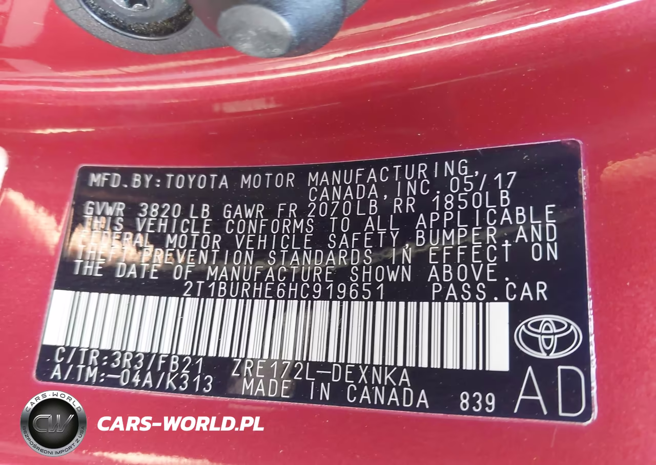 2017 Toyota Corolla Le VIN:2T1BURHE6HC919651 - 9