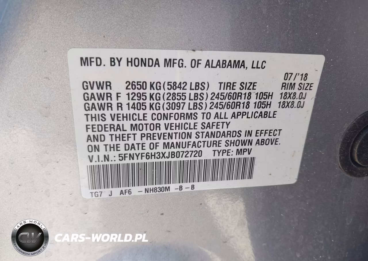 2018 Honda Pilot Ex VIN:5FNYF6H3XJB072720 - 9